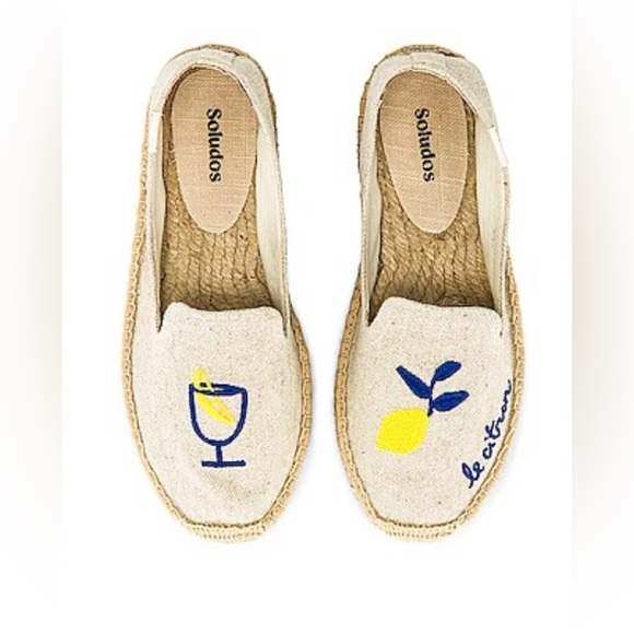 NEW Soludos Limoncello Espadrilles Flats Slip On Lemon Cocktail US 7.5 NWOB - Picture 2 of 9